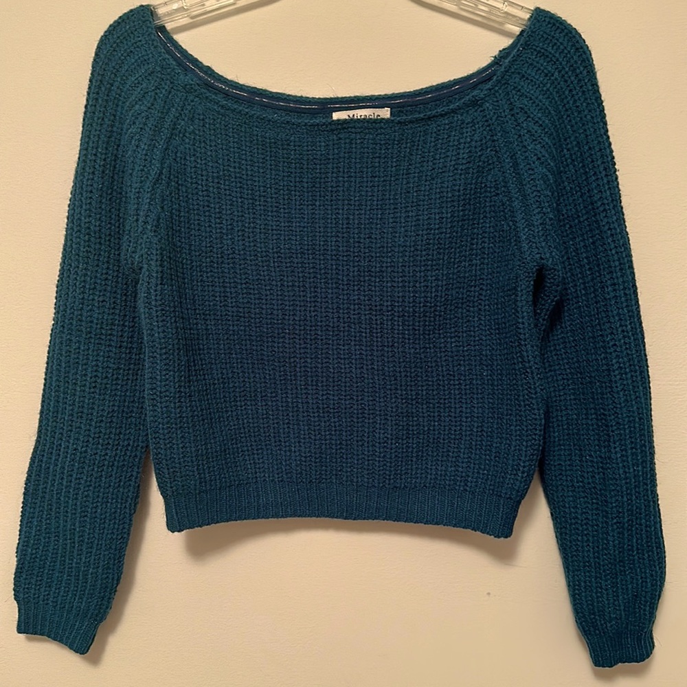 Forest Green Cropped Knit Sweater